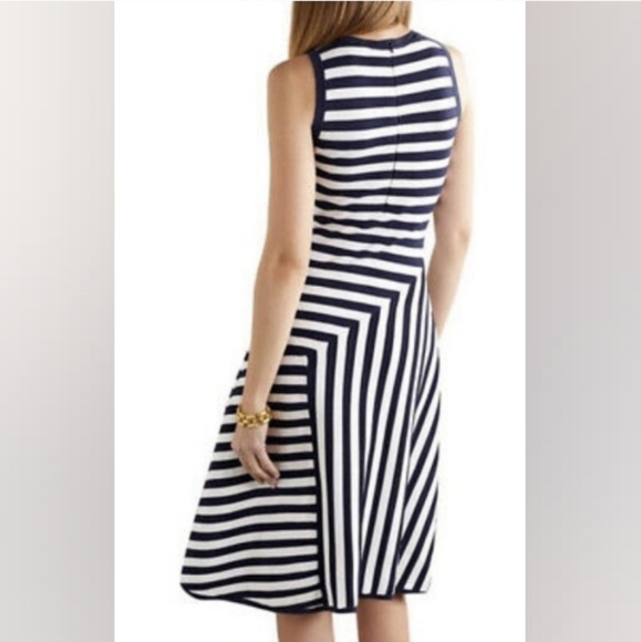MICHAEL KORS Asymmetrical Stripe Panel Stretch Ribbed Sleeveless Dress NWT - Picture 10 of 13